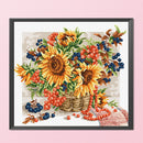 11CT Full Cross Stitch Sunflower Basket Counted DIY Embroidery Kit Cotton T