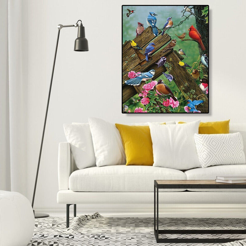 Painting By Numbers DIY Resting Birds Canvas Oil Wall Art Picture Ornaments Kit