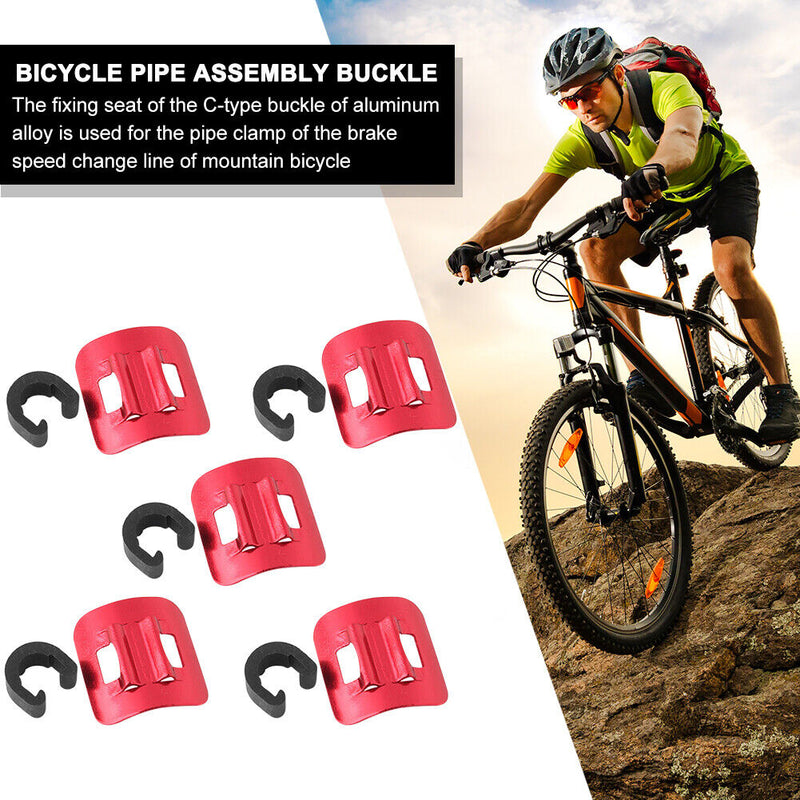 5pcs Bicycle C Shape Clips MTB Bike Brake Line Derailleur Cable Tube Fixed Ba