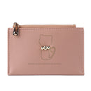 Women Retro Cat Print Multi-slot Card Holder PU Mini Credit Card ID Card Wallet