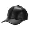 Unisex Leather Baseball Cap Outdoor Sport Adjustable Hat (Black)