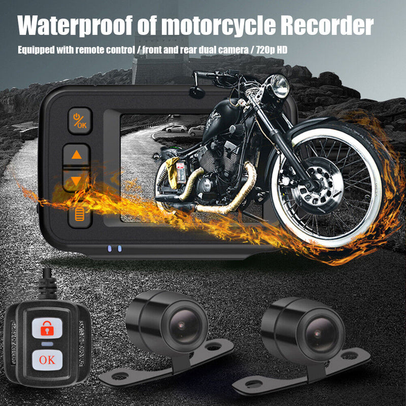 SE30 Waterproof Motorcycle Dash Cam Front+Rear DVR with G Sensor Parking Monitor