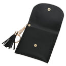 Fashion Mini Small Wallet Soft Leather Purse Tassel Card Coin Holder(Black)