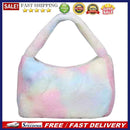 Female Fluffy Rainbow Shoulder Bag Women Zipper Small Casual Top-handle Bag