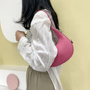 Fashion Women Handbag Leather Solid Color Crescent Hobos Shoulder Bags for Girls