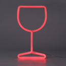 LED Neon Light Wine Glass Night Light USB Christmas Kids Room Decor (Red)