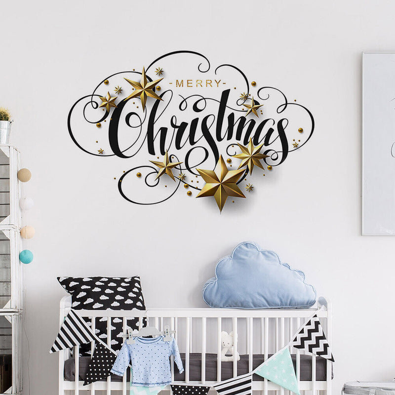 Merry Christmas Self-Adhesive Wall Stickers PVC Removable Background Wall Decals