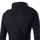 Men's  Outerwear Winter Pea Overcoat Double Breasted Trench Coats Black L