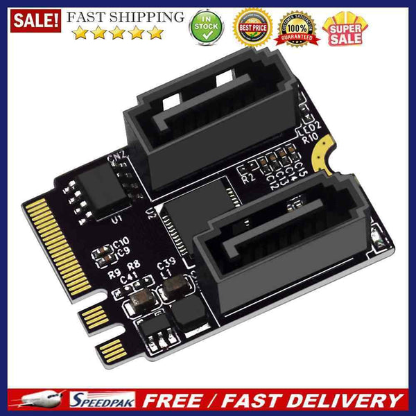 Converter Adapter Cards SSD M.2 A/E Key NGFF to 2 Ports SATA3.0 Expansion Card