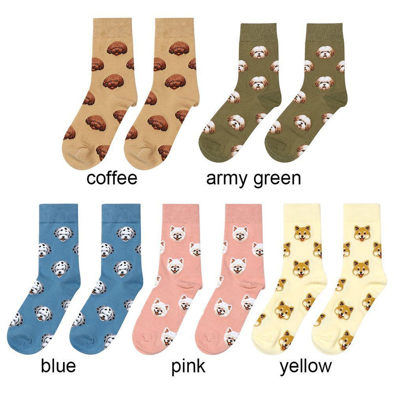 Creative Cute Cartoon Dog Cotton Socks Stockings Middle Tube Socks Female Sox
