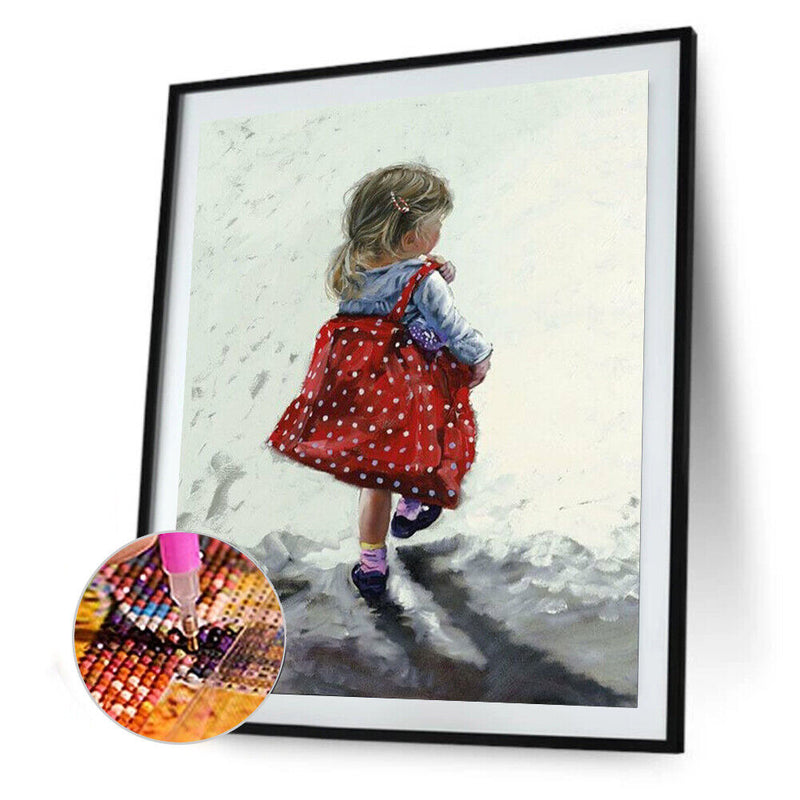 Diamond Painting 5D Full Square Drill Mosaic DIY Red Skirt Little Girl Kits