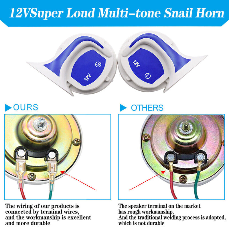 2pcs Aluminum Alloy Multi-tone Electric Air Horn Loud 12V Car Motorcycle Horns
