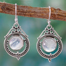 Ear Studs Amethyst Dangle Moonstone Earrings Openwork Pattern Moonlight