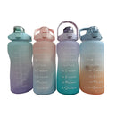 2000ml Large-Capacity Water Bottle Time Marker Frosted Drink Cup (Purple) Newly