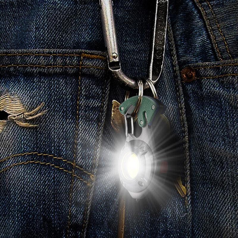 Portable COB LED Flashlight USB Rechargeable Keychain Camping Screwdriver L