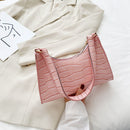 PU Alligator Pattern Underarm Bag Women Retro Solid Color Handbag (Pink)