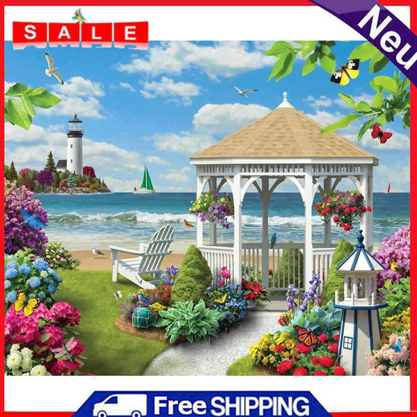 DIY Oil Painting By Numbers Pavilion Acrylic Color Drawing Picture Crafts Kit