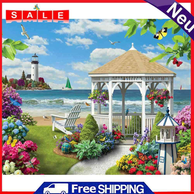 DIY Oil Painting By Numbers Pavilion Acrylic Color Drawing Picture Crafts Kit