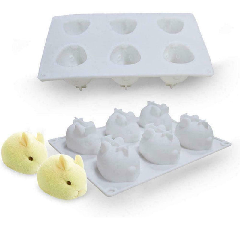 6 Grids Easter Rabbit Shape Silicone Mold Baking Soap Tools DIY Making Mold S8W6
