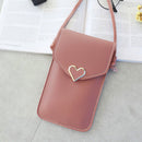 PU Leather Shoulder Messenger Bag Women Touch Screen Phone Pouch (Pink)