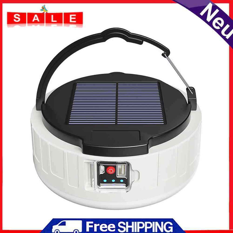 LED Camping Hanging Lights 3 Gears Waterproof Solar BBQ Hiking Tent Flashlight