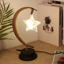 Table Desk Lamp Hemp Rope Star LED Night Light Decor (A Battery Powered) Newly