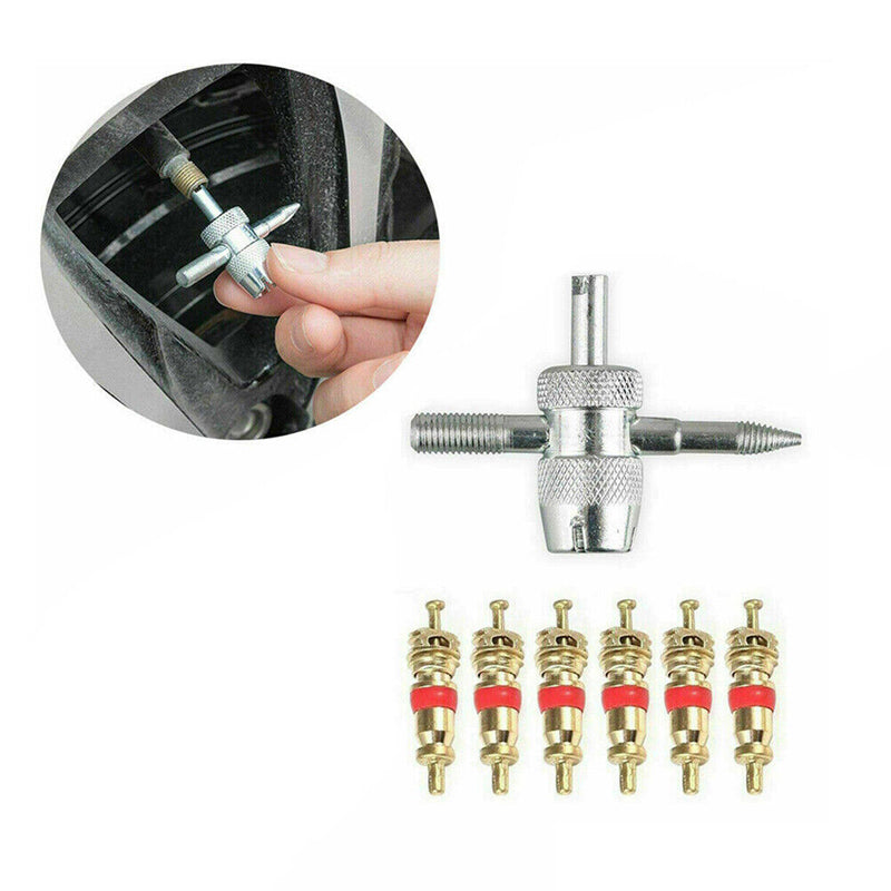 Car Replacement Tire Tyre Valve Stem Core Part Valve Core Remover Set (7x) Newly