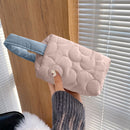 Fashion Cotton Padded Flower Pattern Handbag Winter Casual Stitching Clutch Bag
