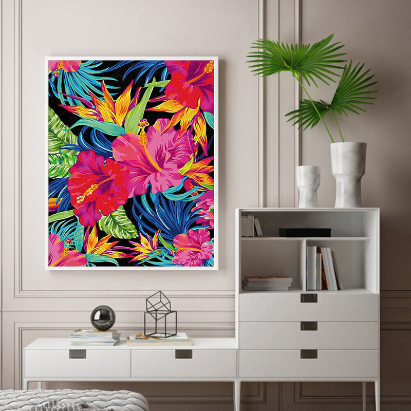 Flowers Leaves Oil Paint By Numbers Kit DIY Home Decoration Gift Wall Pictu