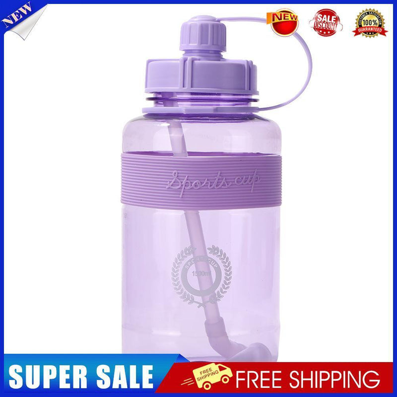Portable Women Summer Gym Water Bottle Straw Large Capacity (Purple 1500ml)