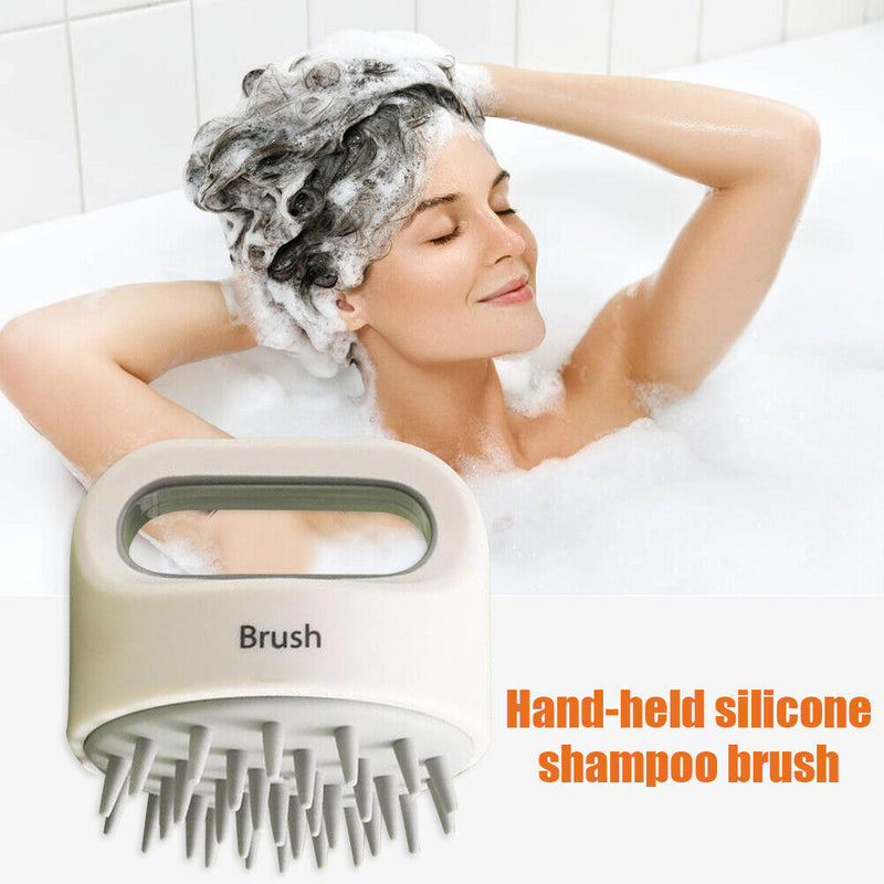 Silicone Scalp Head Massager Comb Handheld Hair Washing SPA Brush (Grey) Newly
