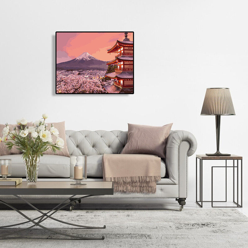 DIY Digital Oil Painting By Numbers Flower Tower Canvas Drawing Picture 40x50
