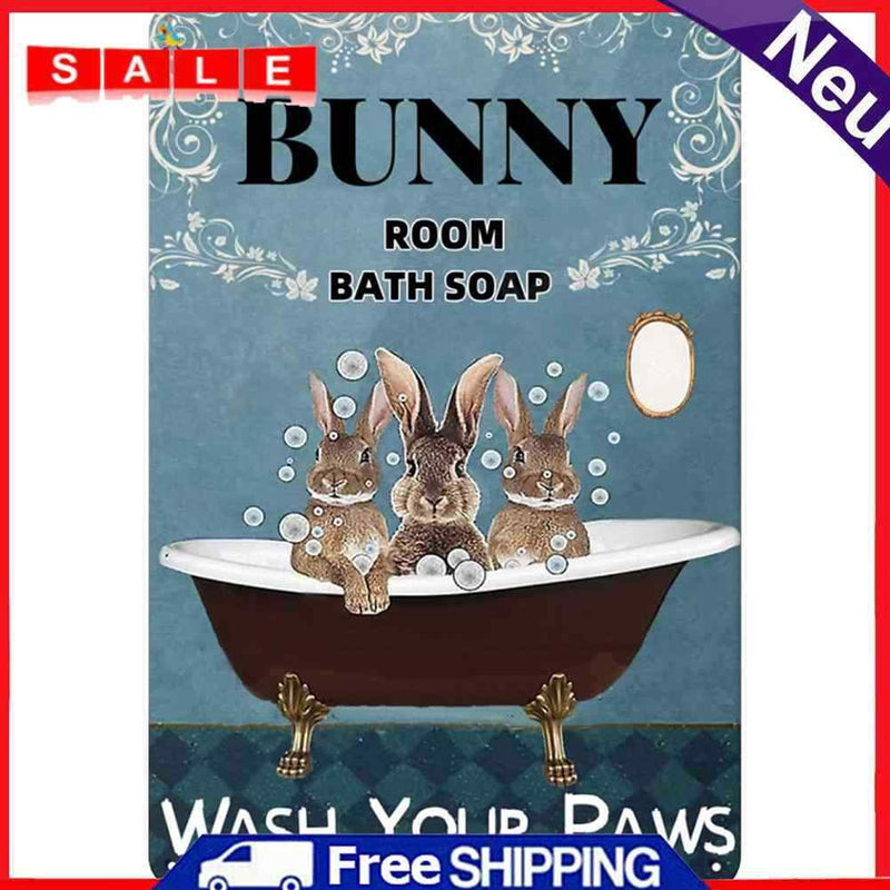 Bathtub Bunnies Metal Plate Tin Sign Plate Poster for Bar Club Cafe Accessories