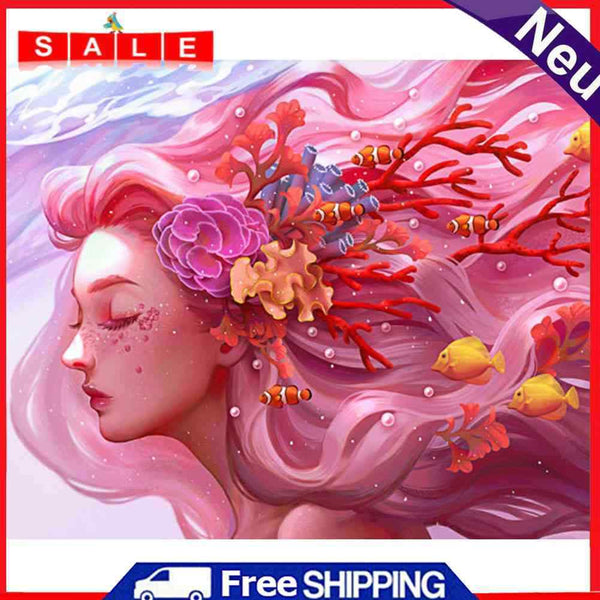 Coral Girl Oil Paint By Numbers Kits DIY Picture for Adults Children No Frame