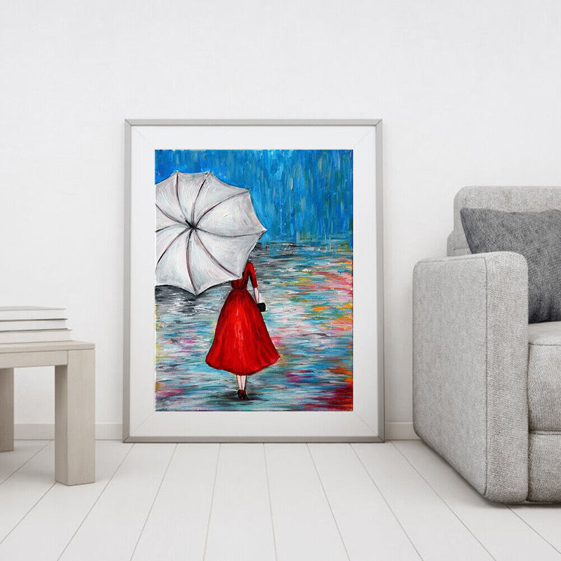 Woman with Umbrella Acrylic Oil Paint By Numbers Canvas Drawing DIY Hand Painted