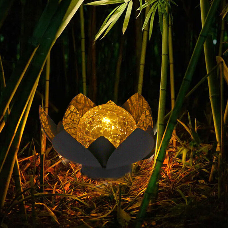 Solar Lawn Lamps Cracked Glass Ball Lotus Light Home Garden Decoration Lights
