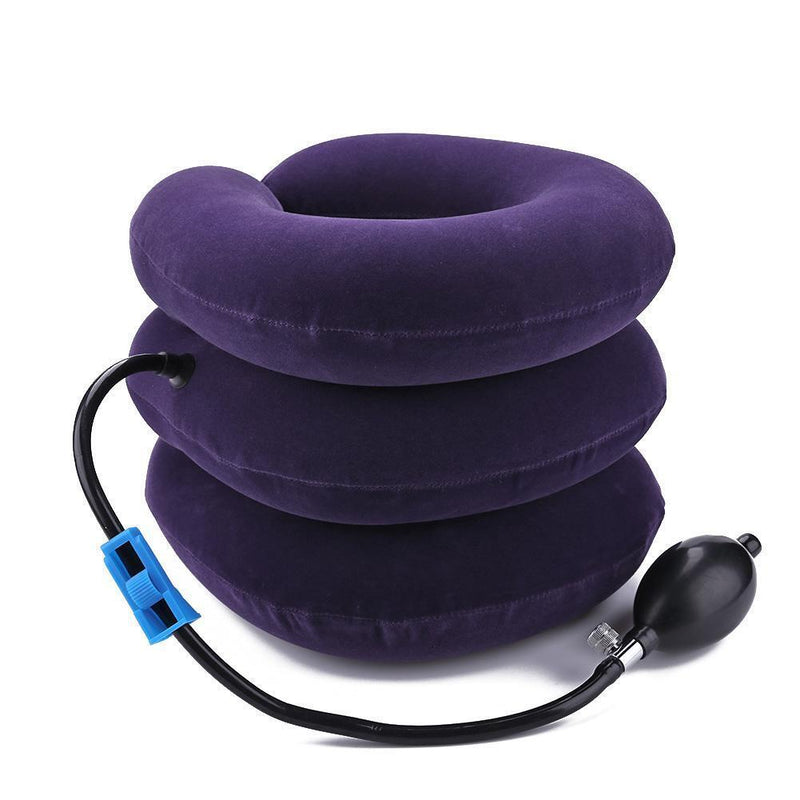 3-layered Air Inflatable Vertebra Retractor Neck Support Tractor (Purple) Newly