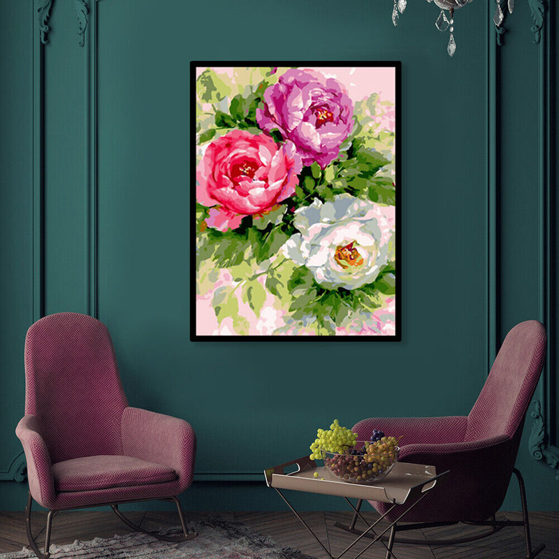 40x50cm Oil Painting By Numbers Three Flowers DIY Canvas Drawing No Frame