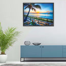 5D DIY Diamond Painting Full Round Drill Seaside Sunset Decor Rhinestone Crafts