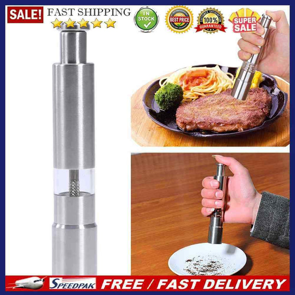 Stainless steel hand pepper mill with black pepper grinder