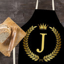Letter J Printed Linen Apron Waterproof Home Cooking Baking Bibs (82X68CM)
