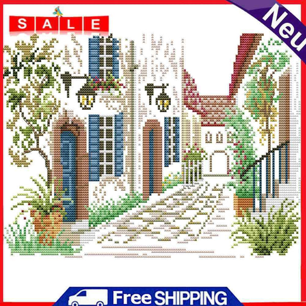 2 Strands Street Corner Partial Embroidery Stamped Cross Stitch Home Decor Gifts