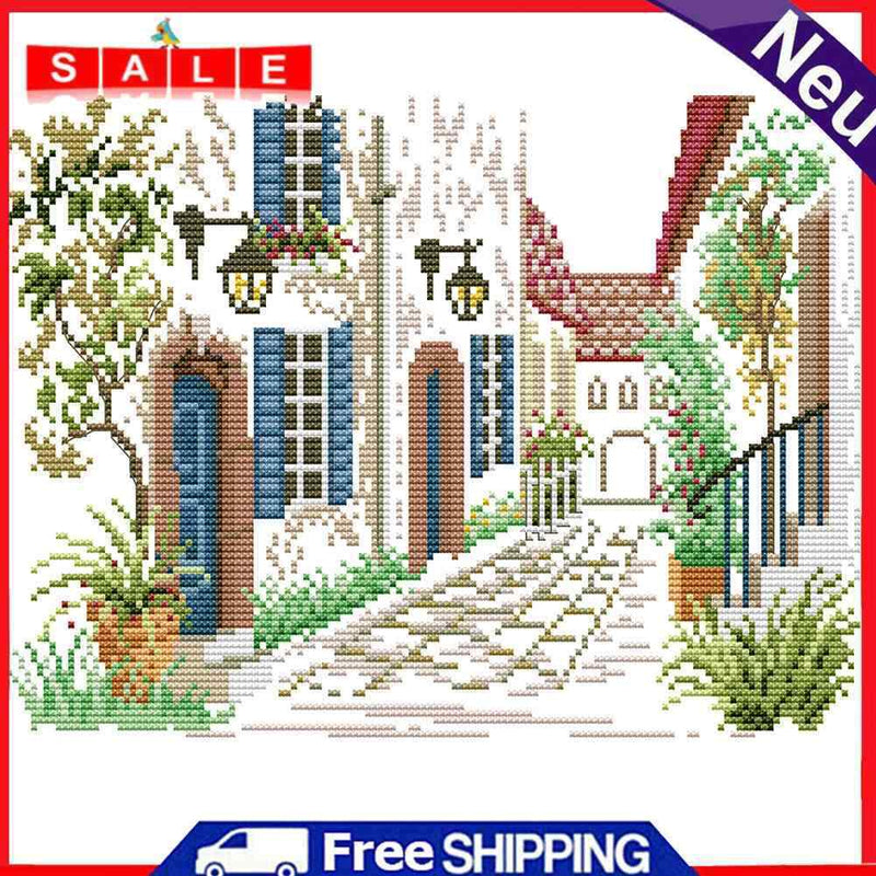 2 Strands Street Corner Partial Embroidery Stamped Cross Stitch Home Decor Gifts