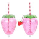 Strawberry Straw Cup-Leakproof Plastic Drinking Water Bottle Clear (1)
