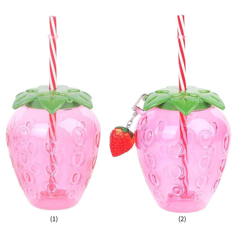 Strawberry Straw Cup-Leakproof Plastic Drinking Water Bottle Clear (1)