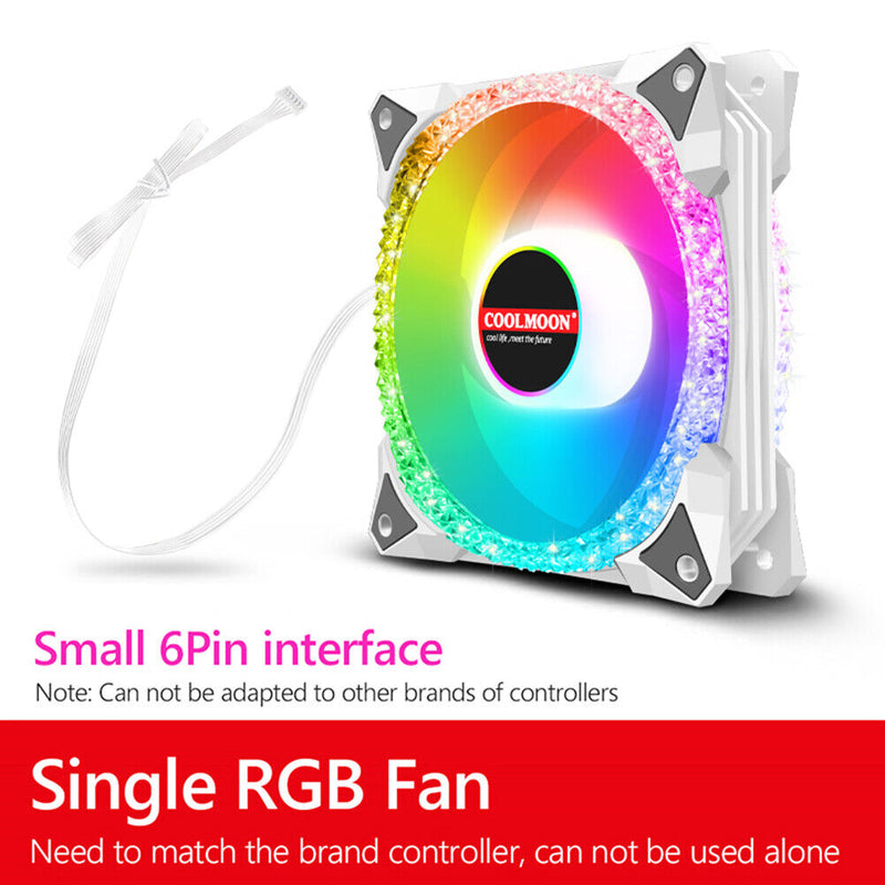 COOLMOON AS2 12cm Hydraulic Bearing RGB Computer Case Cooling Fan (White)