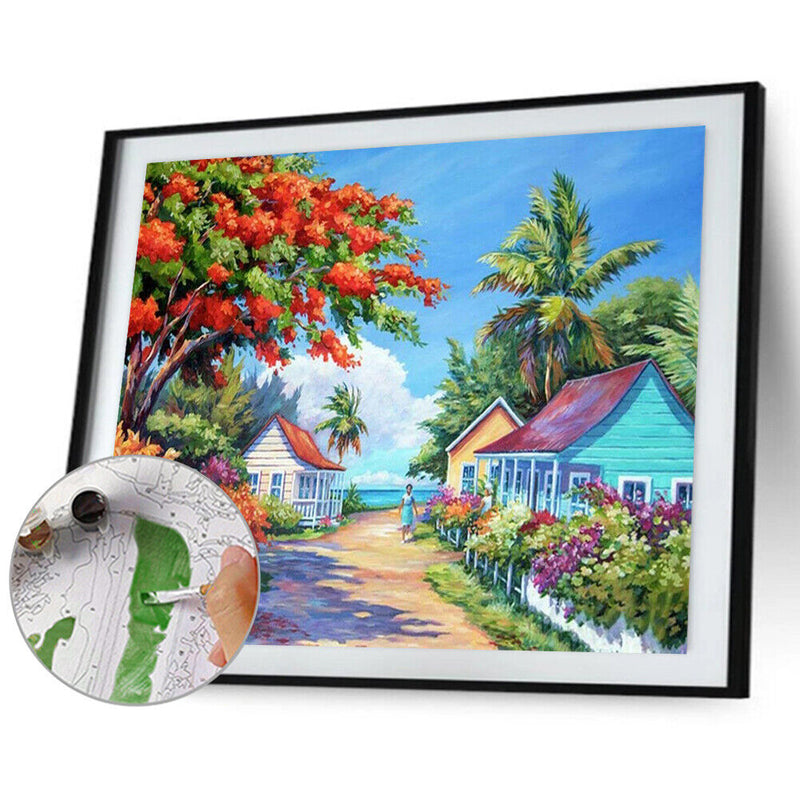 Seaside Scenery Oil Paint By Numbers DIY Acrylic Painting Home Decoration G