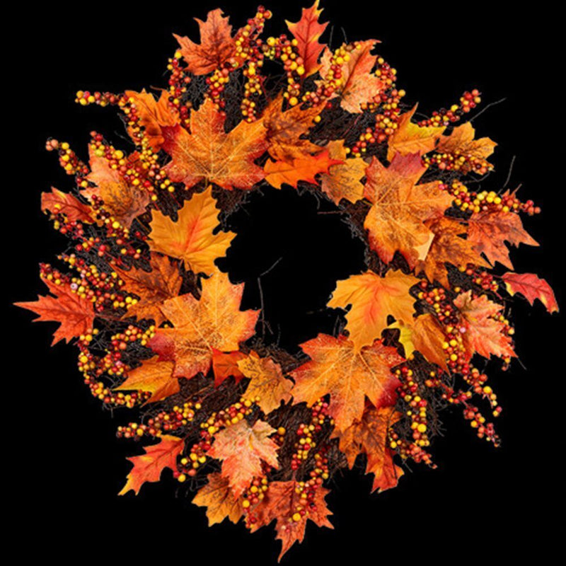 Durable Home Decor Door Hanging Wreath Pumpkin Wreath Flower Garland Maple Leaf