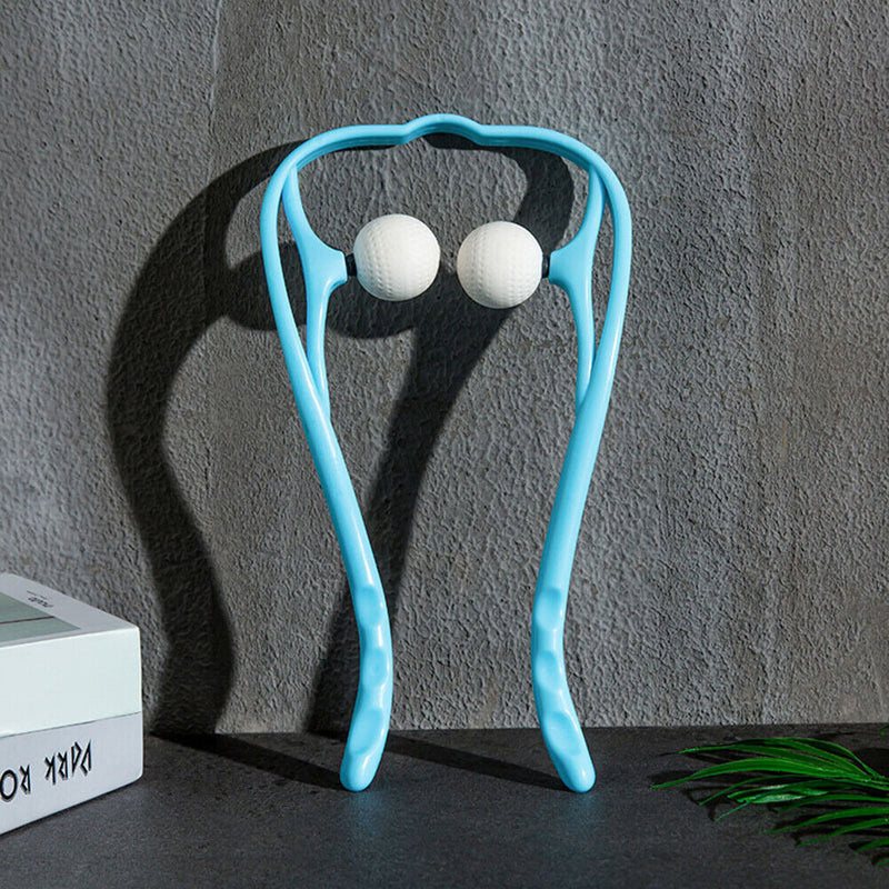 Hand Roller Neck Shoulder Dual Trigger Point Self Massager Relieve (Blue) Newly