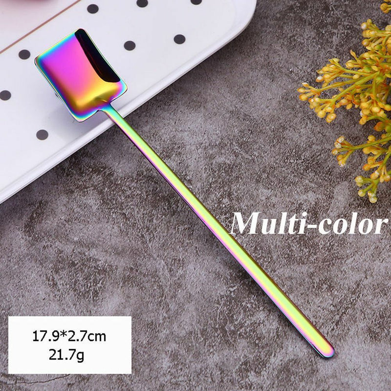 Dessert Milk Tea Stainless Steel Stirring Scoop Square Shovel Coffee Spoon